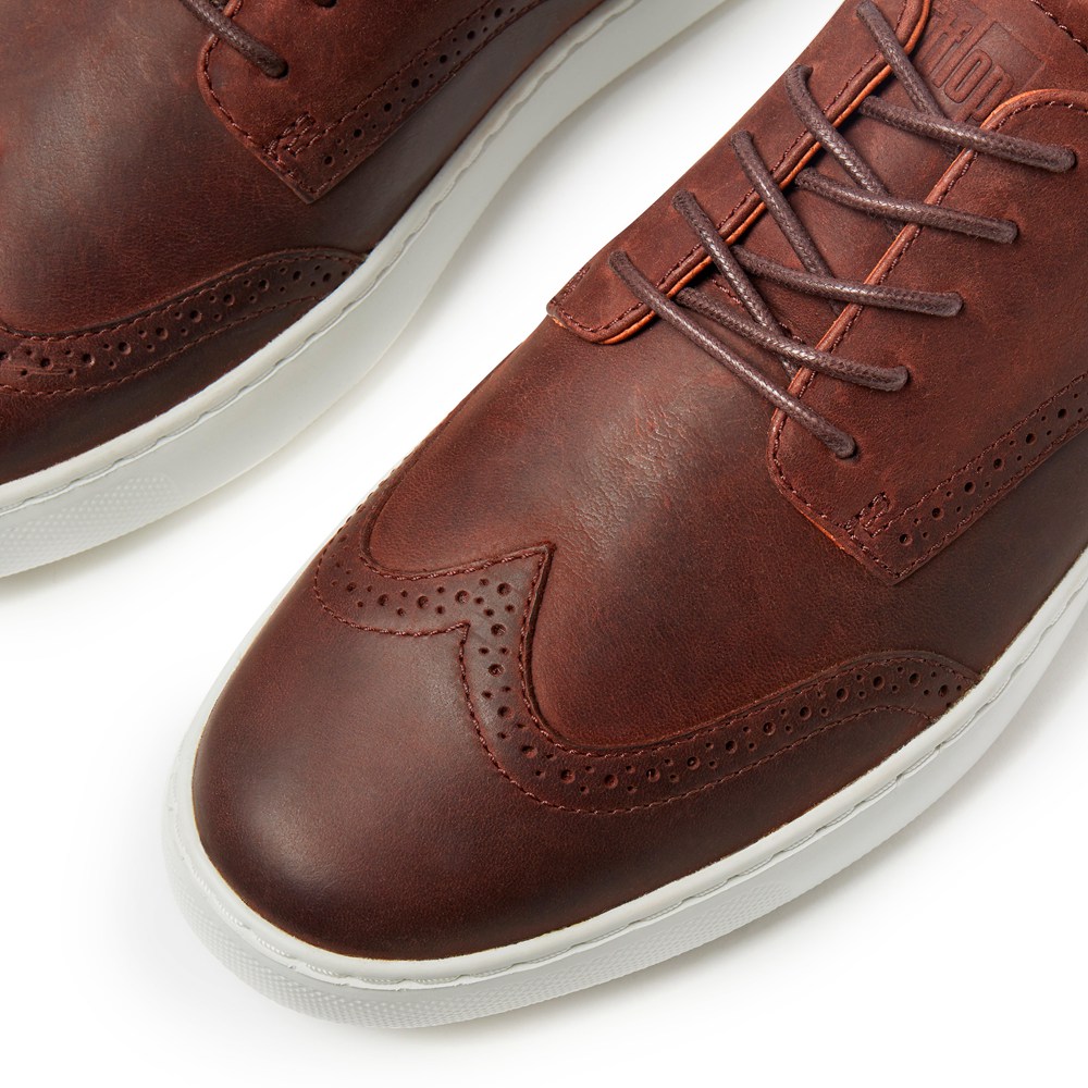 Fitflop Mens Sneakers - Albus Leather Brogues - Brown - 013-SWLMXE